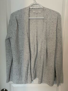 Verve Ami Light Gray Speckled Open-Front Cardigan